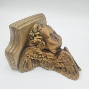 Ceramic vintage gold painted baroque wall shelf cherub angel corbel
